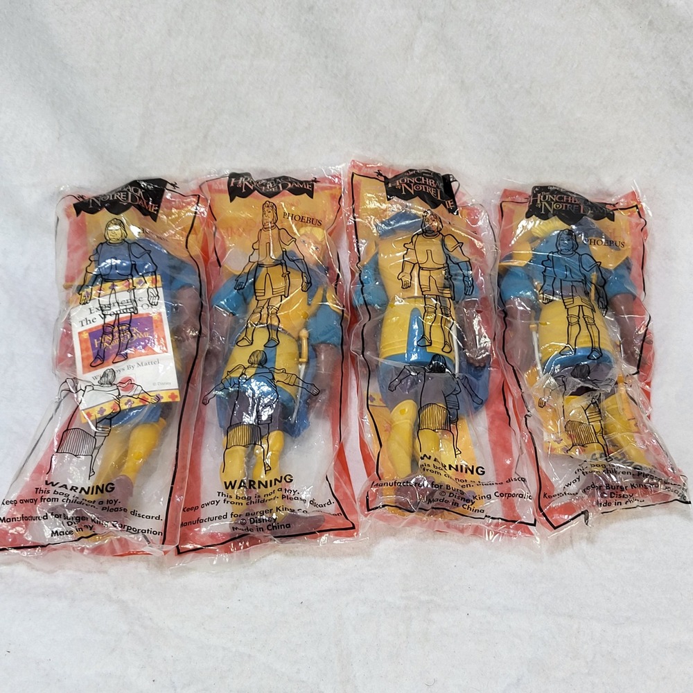 Lot of 4 Disney Hunchback of Notre Dame Phoebus Burger King Mattel Toys 1996 New
